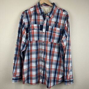 Banded Shirt Men XL Blue Red Plaid Fishing Shirt Outdoors‎ Flint Oak Button Up